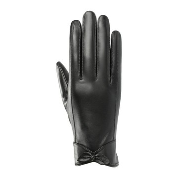 【巴黎精品】現貨+預購 真皮手套觸控手套-蝴蝶結加絨羊皮服貼女手套2色p1bb20