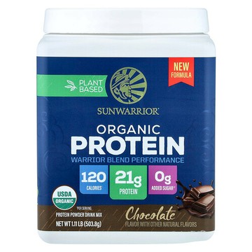 Sunwarrior, Plant Based Organic Protein, Chocolate, 1.11 lb (503.8 g)