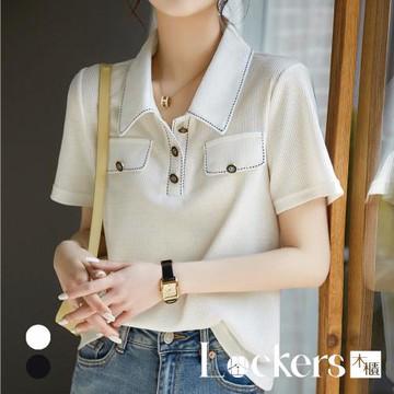【Lockers 木櫃】春季減齡學院風短袖上衣 L112022008