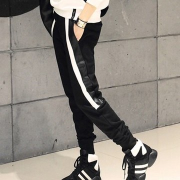 現貨+預購 哈倫褲 加絨休閒長褲-經典拼接印花街頭潮流女褲子72au23【獨家進口】【米蘭精品】