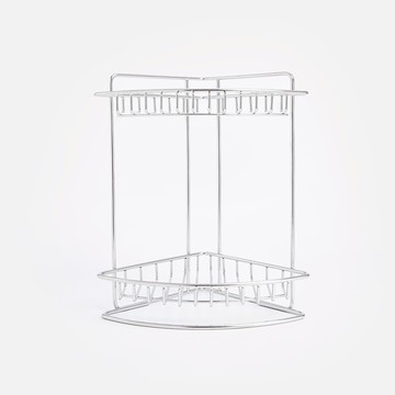 特力屋 沃克不鏽鋼雙層牆角置物架含底座