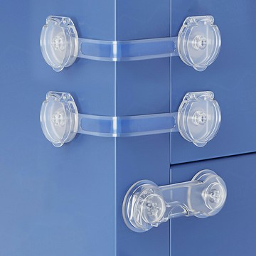 透明兒童安全鎖 5個裝 多規格 雙邊鎖扣 寶寶鎖 防開鎖 防護鎖 抽屜鎖 櫃子鎖 冰箱鎖【BE0418】《約翰家庭百貨