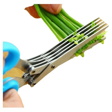 【臺灣出貨】廚房五層蔥花剪刀不鏽鋼多功能碎紙切碎菜神器韭菜香菜多層切蔥刀