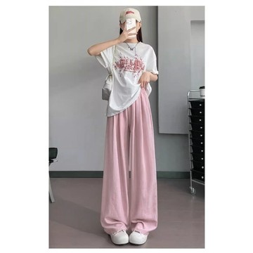 簡約寬褲 休閒褲 直筒褲 遮陽褲 褲子 遮陽褲子女夏季寬褲闊腿褲女薄款百搭新款高腰顯瘦寬鬆有休閒直筒