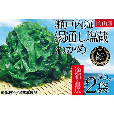 ふるさと納税 湯通し塩蔵 瀬戸内 わかめ 500g×2袋 岡山県瀬戸内市