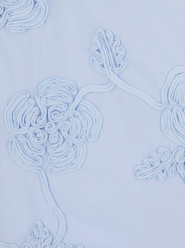 Light Blue Mini Skirt With Low Waist And All-Over Floral Motif In Cotton Woman