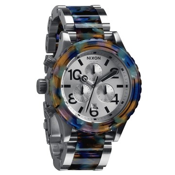 NIXON The 40-20 CHRONO 強眼魅力運動腕錶(鋼帶-藍彩玳瑁)