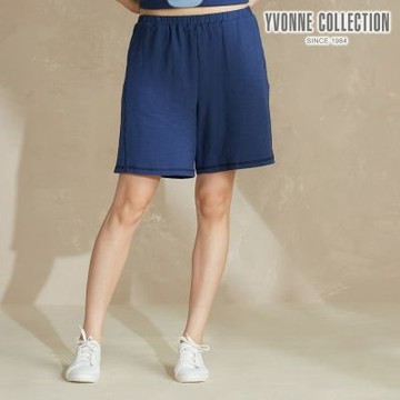 YVONNE 以旺傢飾 素色明線短褲-深藍 （M/L）