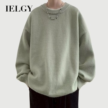 IELGY男士寬鬆時尚簡約百搭純色毛衣