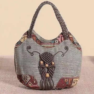 南瀟湘手提包女中年女包媽媽包棉麻布包輕便小拎包休閑百搭包包女