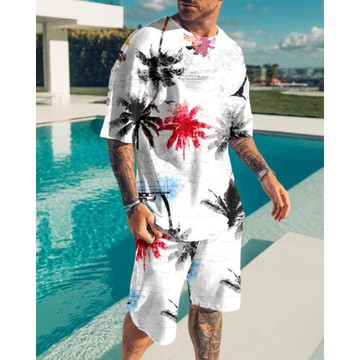 3D printed casual vest sports set 3D印花休閑背心運動套裝男士