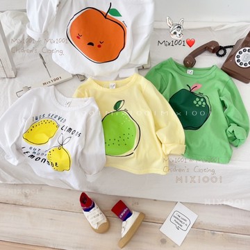 🌈✨mix1001 薄 台灣製 水果大集合印花上衣✨兒童水果印圖上衣 5-17