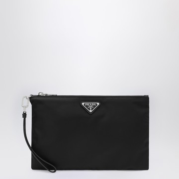 Black Re-Nylon and Saffiano Pouch