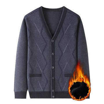 爸爸裝羊毛開衫毛衣男士針織衫加厚薄款中老年頭人男裝爺爺春秋季