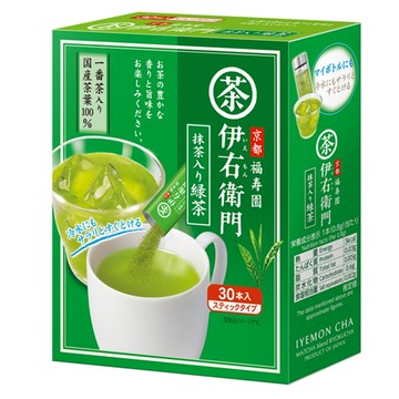 宇治の露伊右衛門京都福壽園抹茶綠茶粉(0.8gX30包/盒)冷泡茶熱泡茶涼茶熱茶溫茶開會茶熱沖冷沖皆可超細粉末速溶即溶