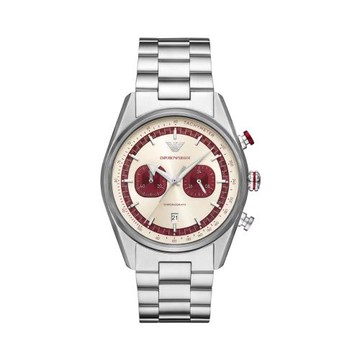 EMPORIO ARMANI 亞太戰爭雙眼計時優質腕錶-香檳色-AR11645