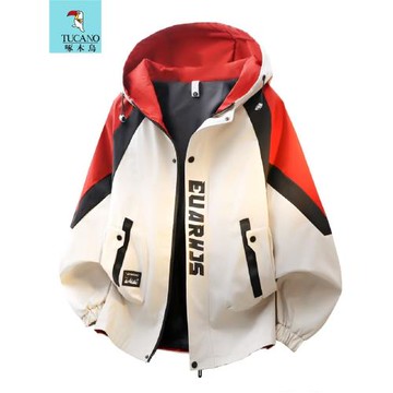 青少年新款夾克男休閑寬松沖鋒衣學生上衣男孩中學生潮流加厚外套