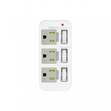 KINYO 高溫斷電3開關 插座分接器 壁插 耐熱防雷擊（2P插腳）