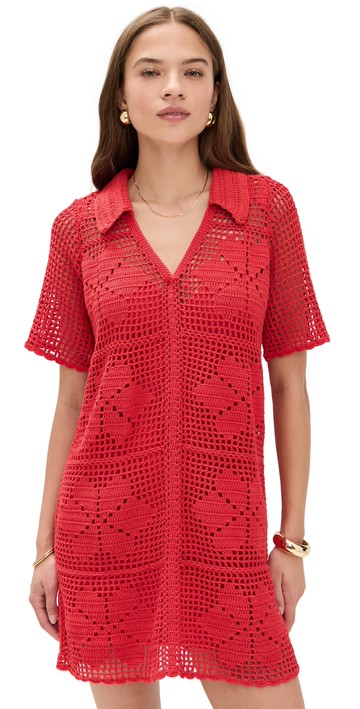 Cleobella Ileanna Crochet Mini Dress Poppy Red S