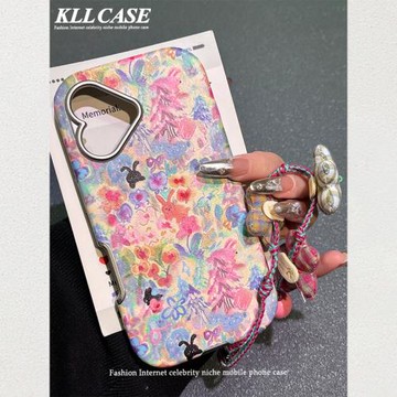 歐美風藝術油畫蝴蝶兔子適用iphone16promax手機殼新款蘋果13男女情侶14pro高級感17全包硅膠15promax保護套