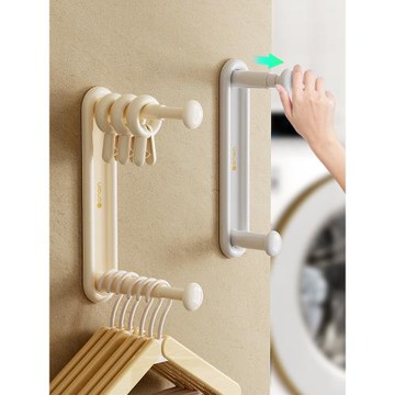 衣架收納神器免打孔家用壁掛式可伸縮收納架墻上衣架收納架子