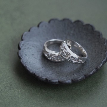 2 件) 蔓藤花紋水印對戒銀925