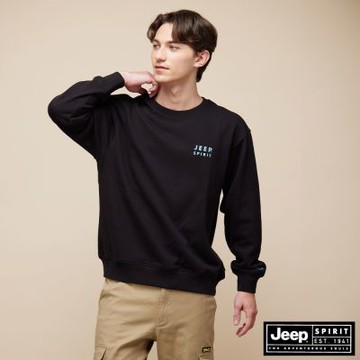 JEEP  男裝 山系印花大學T-黑色