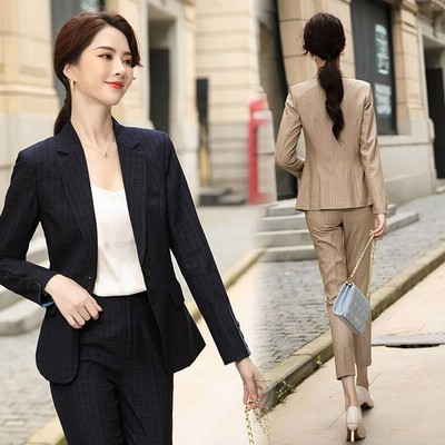 ベージュ ネイビー スーツ 秋 2点 チェック柄 レディース パンツスーツ 大きいサイズ フォーマル オフィス ビジネススーツ 通勤 Ol 通販 Lineポイント最大get Lineショッピング