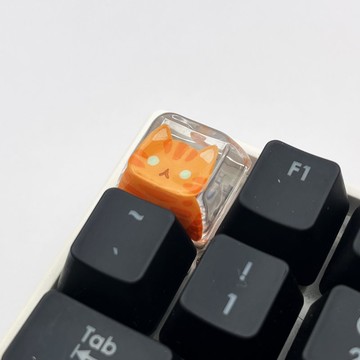 XDA 橘貓綠眼鍵帽 (水晶透明)