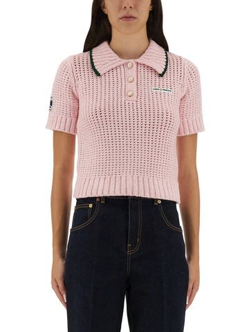 casablanca cotton mouliné polo shirt