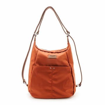 FIRANO- OR 皮標LOGO尼龍手提/肩斜背包(橘)中