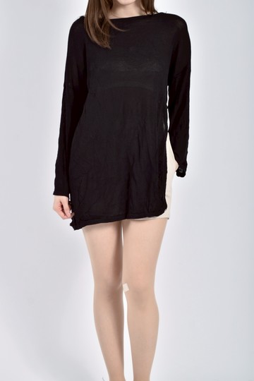 加購優惠(F) queenshop網紗側開衩黑色長袖上衣