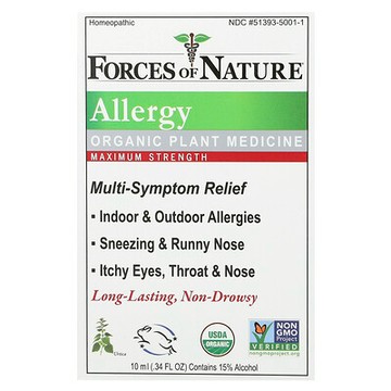 Forces of Nature, 過敏原，有機方劑，免疫滴劑，優效，0.34 盎司（10 毫升）