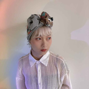 貓咪千鳥格寬版鋁線髮帶