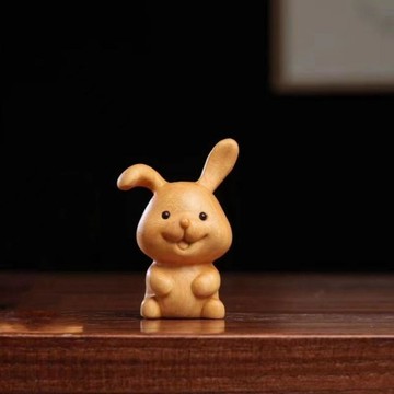 💕 新品搶購  金檀木十二生肖手把件可愛桌面虎老鼠兔子送禮文玩展示擺件