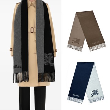 BURBERRY經典LOGO雙面兩用羊絨圍巾(任選)