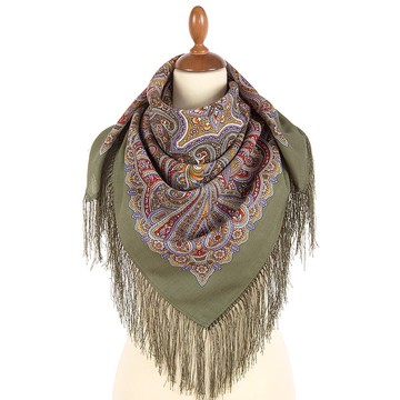 正品 Павlovo Posad 俄羅斯披肩圍巾 柔軟 100% 羊毛 89x89 公分 設計 1958-2