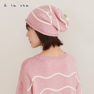 a la sha Q咪小波浪針織帽
