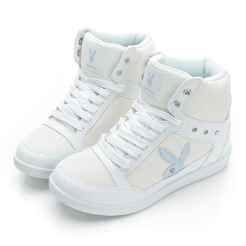 【零碼挖寶 第2雙再享75折】PLAYBOY Shiny 魅力時尚高筒兔兔內增高鞋-白(Y9623)