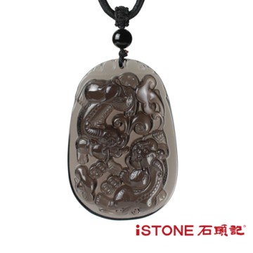 石頭記 冰種黑曜石貔貅項鍊-招財守財