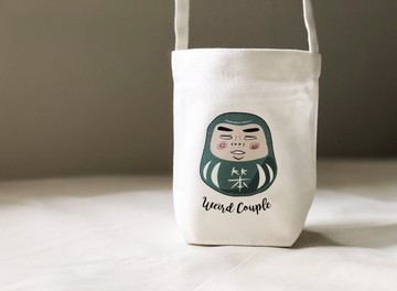 綠色笨笨達摩圖案 環保飲料提袋一個