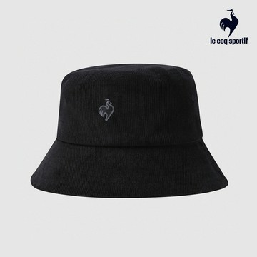 【LE COQ SPORTIF 法國公雞】男女款黑色燈芯絨漁夫帽LKW03306