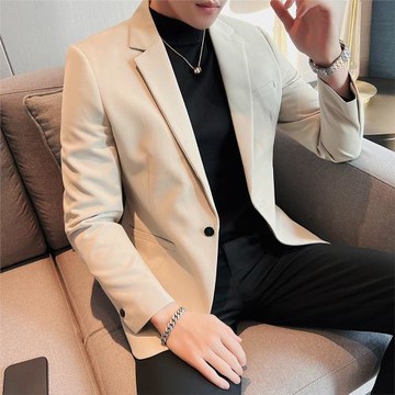 質感休閑西裝外套男高級感帥氣修身商務正裝單西上衣英倫雅痞西服