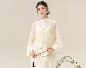 新中式復古中國風 萊賽爾禪意茶服 上衣/半裙