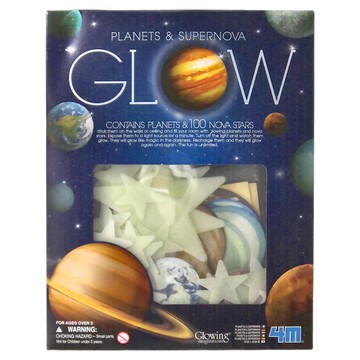 4M 夜光行星超新星貼紙 包含行星和 100 顆新星  27 x 21 x 2cm