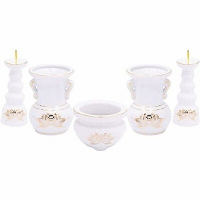 白金ハス 5点 仏具 セット 陶器 五具足 モダン ミニ 仏壇 白磁 花立て 火立て 香炉 香炉灰つき 通販 Lineポイント最大get Lineショッピング