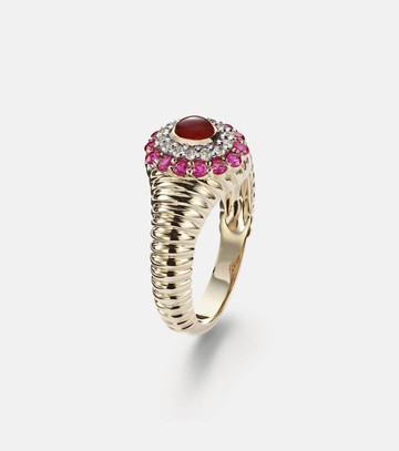 Yvonne Léon Pompadour Baby 9kt gold ring with gemstones