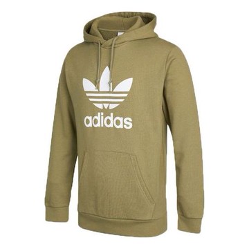 Men's adidas originals Trefoil Hoody Large Logo Printing Sports Green
