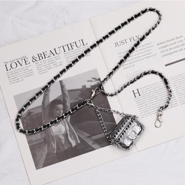 網紅青年腰鏈金屬mini小包包百搭時尚女士連衣裙鏈條裝飾斜挎包潮