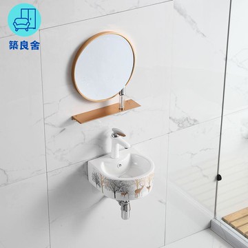 免運 公司貨 洗手盆 陶瓷盆 小戶型洗手盆 臺上盆 小戶型掛墻式洗手盆衛生間洗臉盆半圓形陶瓷洗漱盆迷妳陽臺掛盆工廠現貨直銷 售後保障 全館八折 51laa